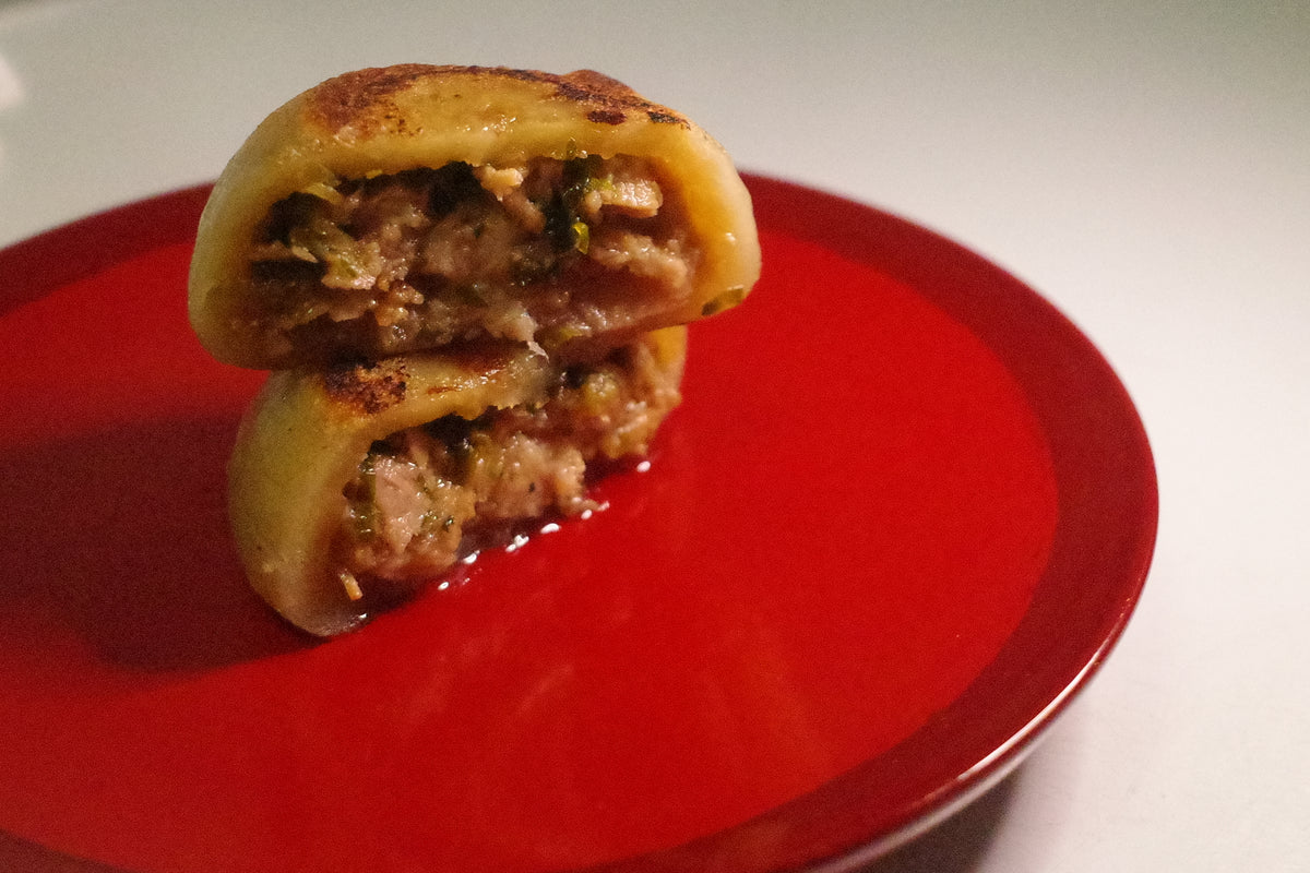 季節限定｜千代幻豚おやき（行者にんにく）｜日本料理 柚木元